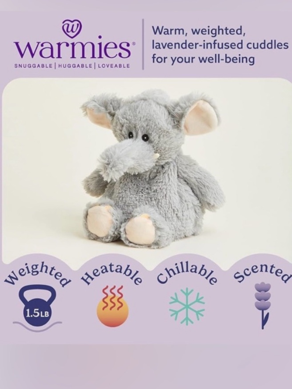 WARMIES Microwavable Plush Grey Teddy Bear Soft Toy for Kids - Picture 11 of 15